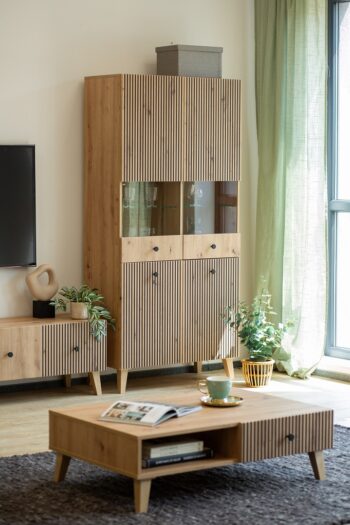 Nábytok VENEZA je charakteristický frézovanými prednými časťami, minimalistickými úchytkami a dizajnovými vysokými nožičkami. Tento estetický sektorový nábytok je v modernom dizajnovom prevedení, vhodný do moderných interiérov. Vďaka viacerým prvkom VENEZA si poskladáte vašu obývačku podľa predstáv.Konferenčný stolík je vyrobený z kvalitných LTD dosiek, ktoré sa jednoducho udržiavajú. Konferenčný stolík disponuje dvomi zásuvkami.Farebné prevedenie: dub Artisan, čierna.Rozmery:šírka: 102 cmvýška: 32 cmhĺbka: 67 cmDodávame v demontovanom stave.