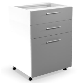 Dolná kuchynská skrinka Vento D3S H-60/82 v bielom a svetlosivom lesklom prevedení je ideálnym doplnkom do každej modernej kuchyne. Jej rozmery sú 60 cm na šírku, 82 cm na výšku a 52 cm na hĺbku, čo z nej robí praktický a efektívny úložný priestor.