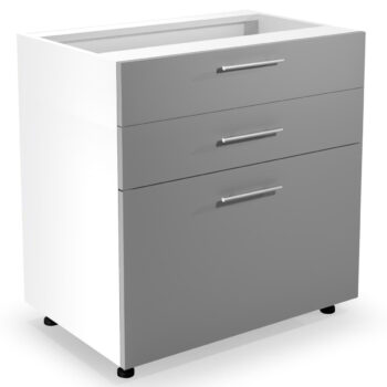Dolná kuchynská skrinka Vento D3S H-80/82 v bielom a svetlosivom lesklom prevedení je ideálnym doplnkom do každej modernej kuchyne. Jej rozmery sú 82 cm na výšku, 52 cm na hĺbku a 80 cm na šírku, čo z nej robí praktický a funkčný nábytok.