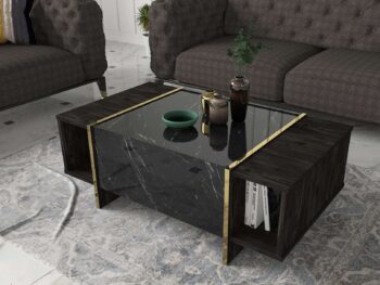Predstavujeme VERONNA, luxusný konferenčný stolík, ktorý prináša do vašej obývačky eleganciu a moderný dizajn. Tento štýlový nábytok v kombinácii tmavo hnedej a mramorovej farby je navrhnutý tak, aby poskytoval praktické a estetické riešenie pre vaše úložné potreby.Detailné špecifikácieTyp tovaru: Konferenčný stolíkMateriál: Kvalitná LTD s hrúbkou materiálu 18 mm, zaisťujúca odolnosť a dlhú životnosť.Rozmery: 103.8 x 37.3 x 60 cm, ideálny pre moderné obývacie priestory.Farba: Elegantná kombinácia tmavo hnedej a mramorovej, ktorá dodáva priestoru sofistikovaný vzhľad.Funkcia: Úložný priestor, ktorý poskytuje dostatok miesta pre vaše veci.Vybavenie: Regálka a skrinka, čo zaisťuje efektívne a estetické skryté úložné riešenie.Štýl: Luxusný, ktorý prináša do vášho interiéru sofistikovaný a elegantný prvok.Vzhľad: Široká konštrukcia, ktorá sa ľahko zmestí aj do väčších priestorov.Tvar: Obdĺžnikový, ktorý dodáva moderný a čistý vzhľad.Dodatočné informácie: Produkt je dodávaný v demontovanom stave, čo uľahčuje transport a montáž.Konferenčný stolík VERONNA je ideálnou voľbou pre tých, ktorí hľadajú moderný a funkčný nábytok s luxusným vzhľadom. Jeho kombinácia tmavo hnedej a mramorovej farby a minimalistický dizajn prinášajú do vášho domova sviežosť a moderný štýl, zatiaľ čo poskytujú dostatok úložného priestoru pre všetky vaše potreby.
