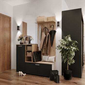 Predsieň Vetlanda v prevedení dub artisan a grafit je moderným riešením pre váš interiér, ktoré kombinuje funkčnosť s elegantným dizajnom. Táto predsieňová zostava od značky KONDELA je ideálnou voľbou pre tých, ktorí hľadajú praktický a esteticky príjemný nábytok do svojho domova.