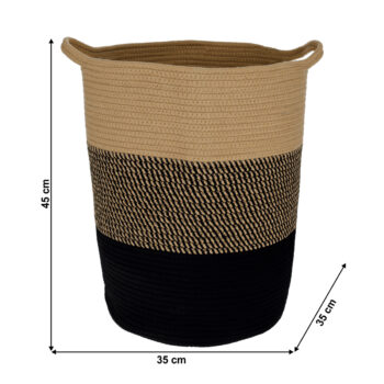 Pletený kôš Vidan 35x45 cm v prírodnej a čiernej farbe je elegantným doplnkom, ktorý prinesie do vášho interiéru moderný vzhľad. Tento okrúhly kôš je vyrobený z kvalitných materiálov, konkrétne z bavlny a polyesteru, čo mu dodáva pevnosť a odolnosť. S jeho rozmermi 35 cm na šírku a hĺbku…