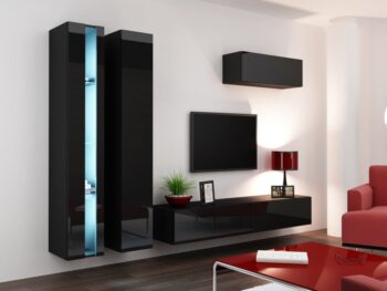 CAMA MEBLE Vigo 90 skrinka na stenu čierna / čierny lesk - Image 4