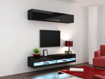 CAMA MEBLE Vigo 90 skrinka na stenu čierna / čierny lesk - Image 3