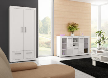 MEBLOCROSS Viki VIK-01 komoda biela / biely lesk – Obrázok 2