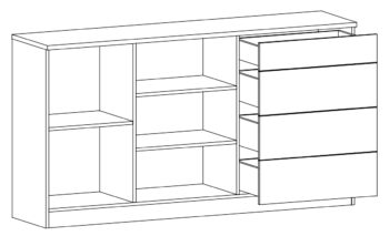 NABBI Viliam CH-1D4DRWS jednodverová komoda so zásuvkami dub craft zlatý / sivá – Obrázok 5