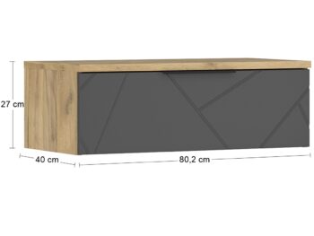 NABBI Viliam TV-1DRWS tv stolík na stenu dub craft zlatý / sivá - Image 2
