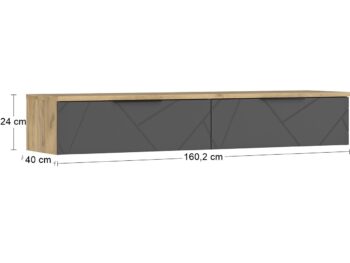 NABBI Viliam TV-2DRWS tv stolík na stenu dub craft zlatý / sivá - Image 2