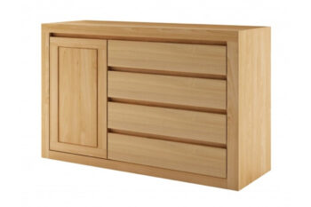Výnimočná komoda KD 408 zaujme nielen svojim moderným dizajnom, prepracovanými detailami ale aj použitými materiálmi. Osloví zástancov prírodných materiálov a teplých farieb, ktoré dodajú celej miestnosti ladnosť a štýlovosť. Komoda ponúka kombinovaný odkladací priestor. Jedna časť komody má dvierka, druhá časť je šuplíková - so 4 výsuvnými šuplíkmi. Oceníte hornú dosku komody, kde sa nájde priestor pre položenie dekórácie či fotografie.Nábytok je navrhnutý s bezúchytovým systémom otvárania, ktorý nezasahuje do priestoru. Je vyrobený z kvalitného masívneho dreva vo farebnom prevedení prírodný buk. Viditeľnosť štruktúry dreva vytvára efektný vzor a spája viacero prírodných odtieňov masívu. Farba na zakúpenom výrobku môže mať preto odchylky od zobrazenia na fotografii. Rozmery (š/v/h): 140 x 90 x 41 cm. Dodávame zmontované.V našej ponuke nájdete aj ďalšie typy a rozmery komôd VIP KD. 
