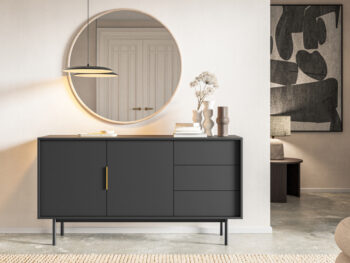 Dvojdverová komoda so zásuvkami Vivala 2D3S v elegantnej čiernej farbe je ideálnym riešením pre tých, ktorí hľadajú moderný a funkčný nábytok do svojho interiéru. Táto komoda od značky KONDELA ponúka praktické úložné priestory, ktoré sú rozdelené na dve dvere a tri zásuvky, čo…