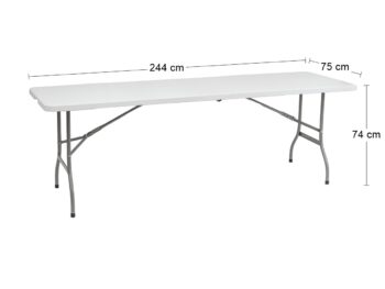 Záhradný cateringový skladací set VIVAS 1+10 244x75 cm je ako stvorený pre záhradné pikniky a odštartovanie grilovacej sezóny. S radosťou Vám spríjemní chvíle s rodinou a priateľmi počas horúcich letných dní a večerov. Set pozostáva z jedného skladacieho stola s rozmermi (ŠxHxV): 244x75x74 cm…