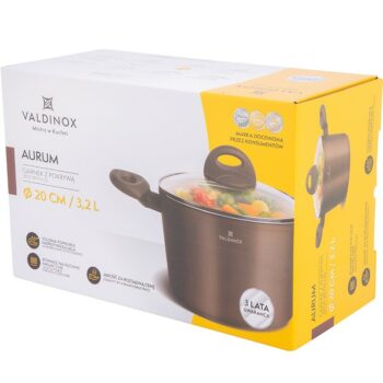 Valdinox Aurum Kastról s nepriľnavým povrchom s pokrievkou, 20 cm, 3,2 l