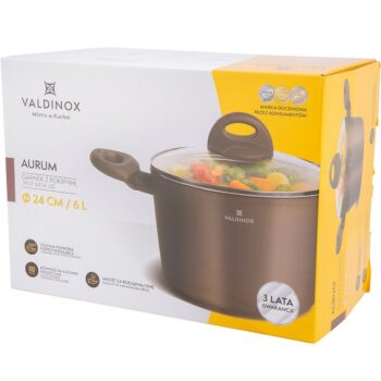 Valdinox Aurum Kastról s nepriľnavým povrchom s pokrievkou, 24 cm, 6 l