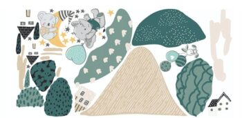 Veľká detská nálepka na stenu s veselým motívom sloníkov pre šťastie 100 x 200 cm