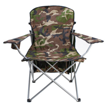 Veľká skladacia rybárska stolička so strieškou – camo dizajn