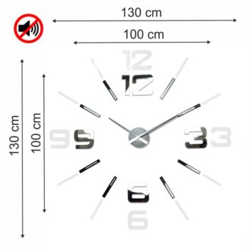 Veľké zrkadlové nalepovacie hodiny 130 cm