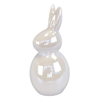 Veľkonočná dekorácia Biely zajac, keramika, 7,5 x 17,5 x 7,5 cm