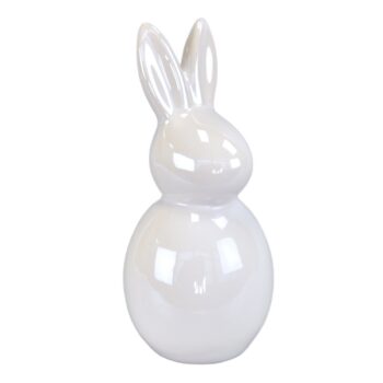 Veľkonočná dekorácia Biely zajac, keramika, 7,5 x 17,5 x 7,5 cm