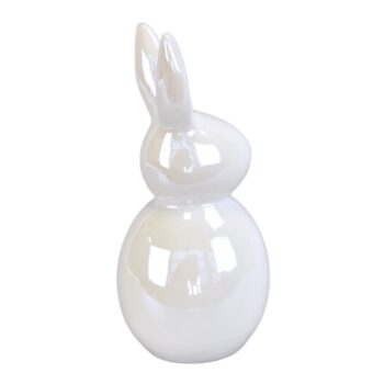 Veľkonočná dekorácia Biely zajac, keramika, 7,5 x 17,5 x 7,5 cm