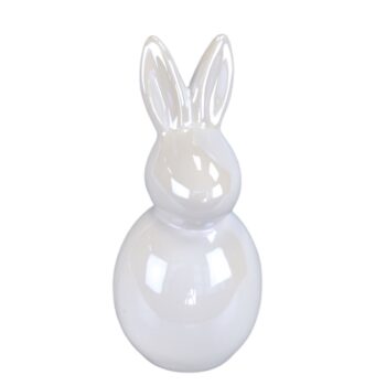 Veľkonočná dekorácia Biely zajac, keramika, 7,5 x 17,5 x 7,5 cm