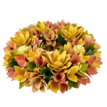 Veľkonočný veniec z drevených kvetov 30 cm, žltá