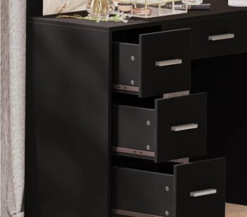 Veľký toaletný stolík s osvetlením 80 x 40 x 110cm čierny