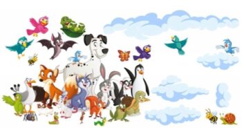 Veselá detská nálepka na stenu zvieratká 60 x 120 cm