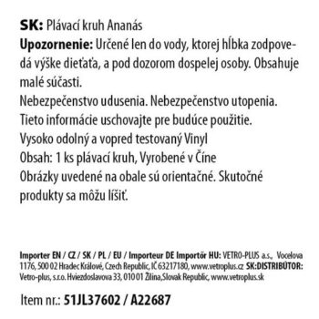 Vetro-Plus Nafukovacie ležadlo Ananás, 76 x 100 cm