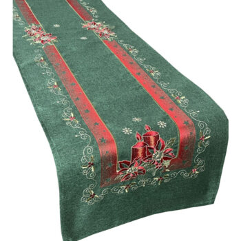 Vianočná zelená štóla s výšivkou Šírka: 40 cm | Dĺžka: 260 cm