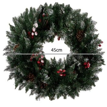Vianočný veniec na dvere so šiškami a jarabinou 45 cm