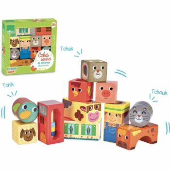 Vilac Drevené zvukové kocky Farma 11 ks