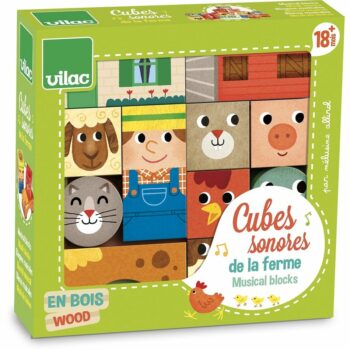 Vilac Drevené zvukové kocky Farma 11 ks