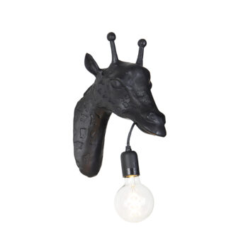Vintage nástenná lampa čierna - Zviera Žirafa