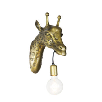 Vintage nástenná lampa mosadz - Zviera Žirafa