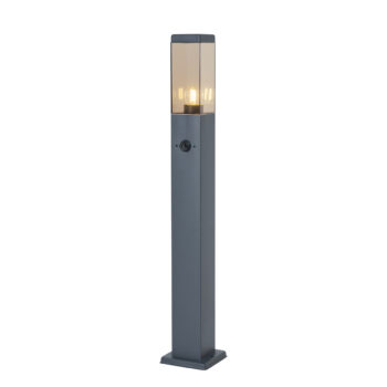 Vonkajšia lampa tmavosivá s dymovým sklom 80 cm IP44 so zásuvkou a snímačom pohybu - Malios
