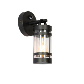 Vonkajšia nástenná lampa čierna IP44 s pohybovým senzorom - Ruben
