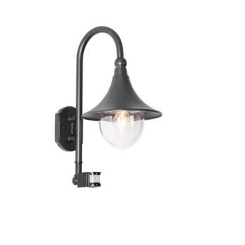 Vonkajšia nástenná lampa čierna IP44 vrátane detektora pohybu - Daphne