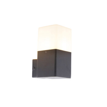 Vonkajšia nástenná lampa čierna s opálovým bielym tienidlom IP44 - Denmark
