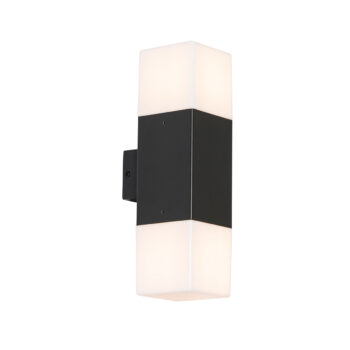 Vonkajšia nástenná lampa čierna s opálovým tienidlom 2-svetlo IP44 - Dánsko