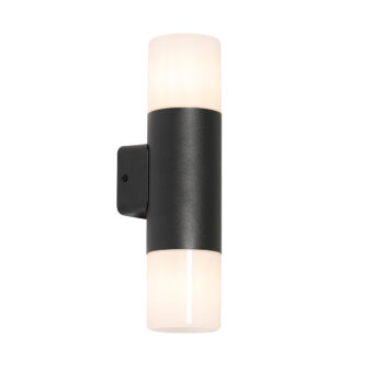 Vonkajšia nástenná lampa čierna s opálovým tienidlom 2-svetlo IP44 - Odense