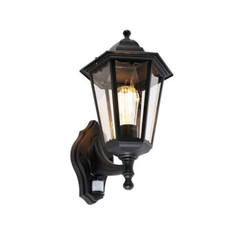 Vonkajšia nástenná lampa čierna s pohybovým senzorom - Havana IP44