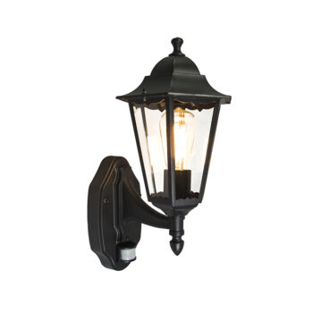 Vonkajšia nástenná lampa čierna s pohybovým senzorom IP44 - New Orleans up