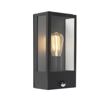 Vonkajšia nástenná lampa čierna s pohybovým senzorom IP44 - Rotterdam