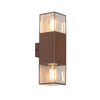 Vonkajšia nástenná lampa hrdzavohnedá s dymovým tienidlom 2-svetlá IP44 - Denmark