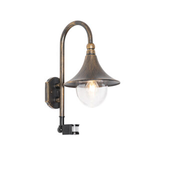Vonkajšia nástenná lampa starožitné zlato IP44 vrátane snímača pohybu - Daphne