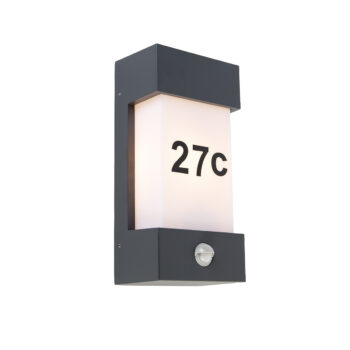 Vonkajšia nástenná lampa tmavosivá IP44 s detektorom pohybu - Tide