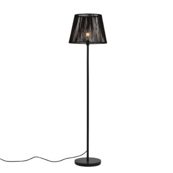 Vonkajšia stojaca lampa čierna s čiernym lanovým tienidlom IP44 - Virginia Jayla