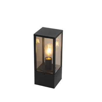 Vonkajšia stojaca lampa čierna s dymovým sklom 40 cm IP44 - Charlois