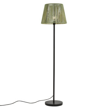 Vonkajšia stojaca lampa čierna so zeleným lanovým tienidlom IP44 - Virginia Jayla