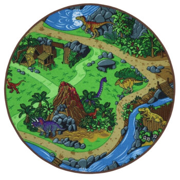 Vopi, Detský kusový koberec Dino kruh, 200x200 (priemer) kruh, viacfarebná, detská izba
